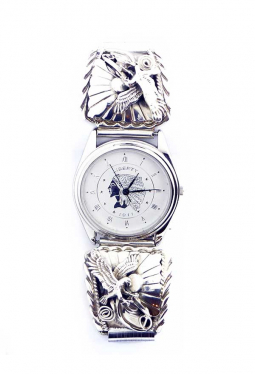 Navajo Uhr mit Adler Silberarbeiten (2)