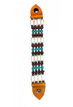 Armband aus Büffelknochen mit runden Türkisperlen 15.5-18 cm