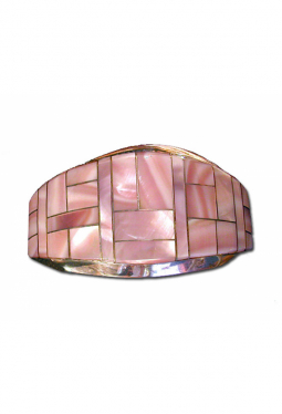 Inlay Armreif Pink-Shell mit Silberstegen - Navajo